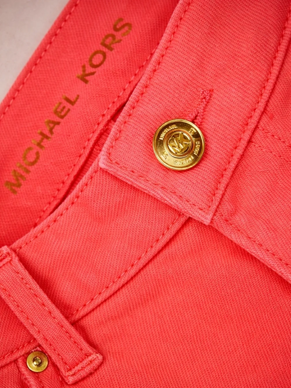 Michael Kors  Vibrant Izzy Sea Coral (Coral Red) Skinny Mid-rise Jeans